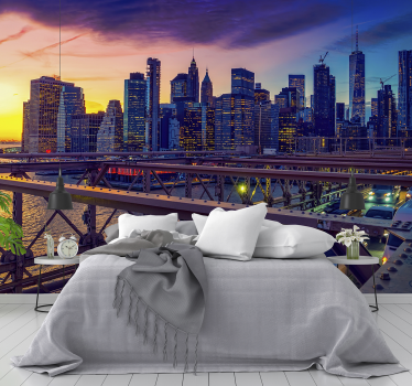 Fotomural ciudad skyline de nueva york al atardecer - TenVinilo