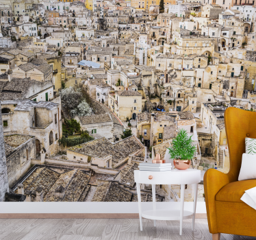 Fotomural ciudad tejados de piedra de matera - TenVinilo