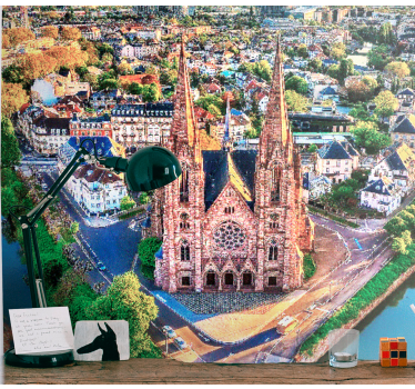 Fotomural ciudad vista aérea de la catedral - TenVinilo