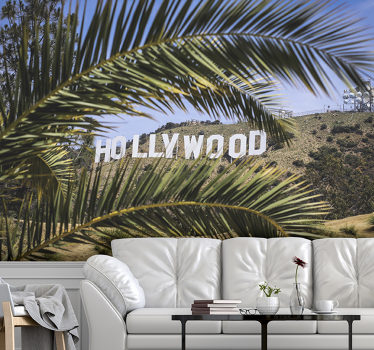 Fotomural ciudad vista del cartel de hollywood - TenVinilo