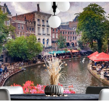 Fotomural ciudad vista encantadora del canal - TenVinilo