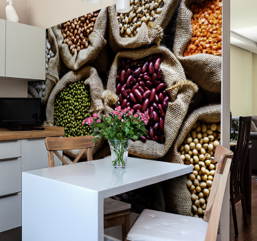 Mural para cocina expositor de despensa de legumbres - TenVinilo