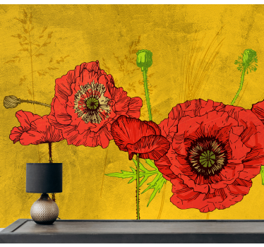 Fotomural de amapolas arreglo floral de amapolas - TenVinilo