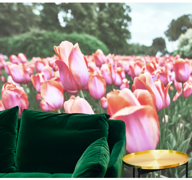Fotomural de amapolas campo de tulipanes en flor - TenVinilo