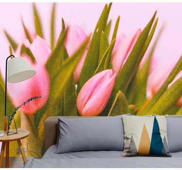 Fotomural de amapolas floraciones de tulipanes rosas - TenVinilo