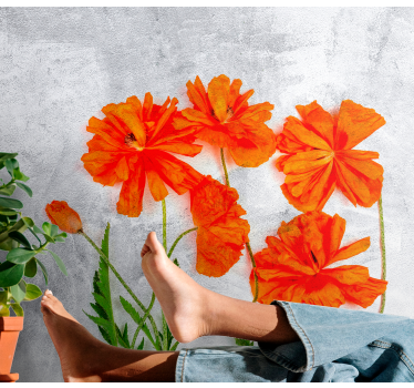 Fotomural de amapolas flores de amapola naranja - TenVinilo