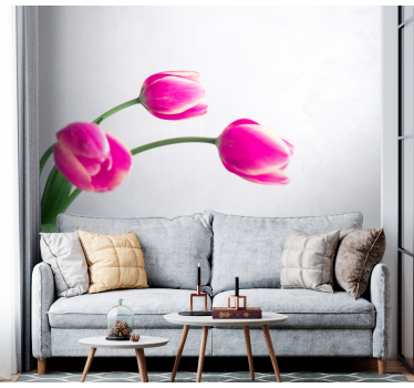 Fotomural de amapolas flores de tulipanes rosas - TenVinilo