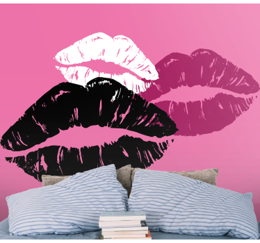 Fotomural de amor arte de huella de beso - TenVinilo