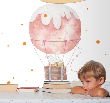 Fotomural de amor aventura del globo con conejito - TenVinilo