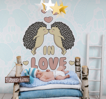 Mural de pared infantil amor de erizo - TenVinilo