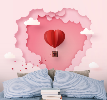 Fotomural de amor globo aerostático corazón - TenVinilo