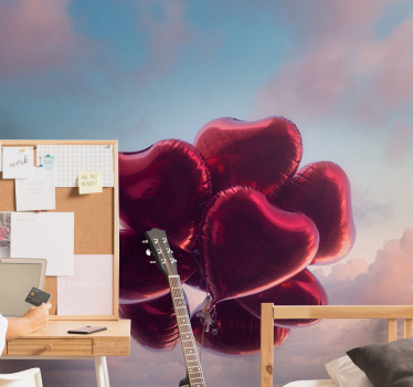 Fotomural de amor globos de aire en forma de corazón - TenVinilo