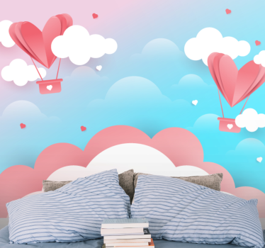 Fotomural de amor globos de corazón flotantes - TenVinilo