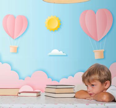 Fotomural de amor globos en forma de corazón - TenVinilo