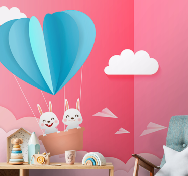 Fotomural de amor globos y conejitos - TenVinilo