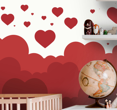 Fotomural de amor nubes de corazones flotantes - TenVinilo