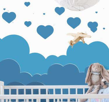 Fotomural de amor nubes y corazones - TenVinilo