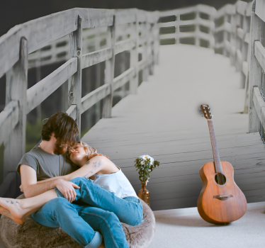 Fotomural de amor pareja abrazando la serenidad - TenVinilo