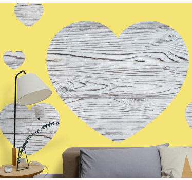 Fotomural de amor patrón de madera en forma de corazón - TenVinilo