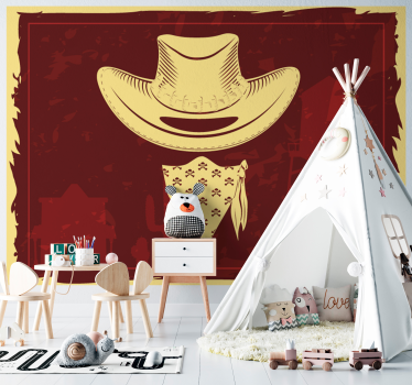 Mural de pared infantil sombrero de vaquero y bandana - TenVinilo