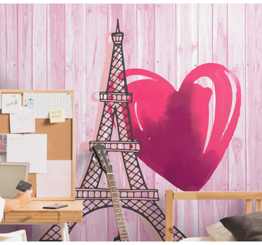 Fotomural de amor torre eiffel corazón - TenVinilo