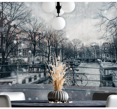 Fotomural de Ámsterdam escena de reflexión en el canal - TenVinilo