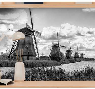 Fotomural de Ámsterdam icónicos molinos de viento holandeses - TenVinilo