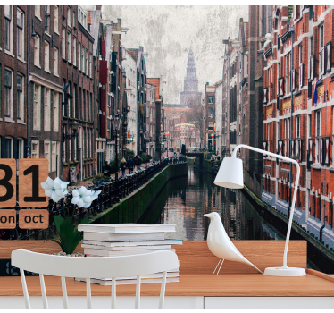 Fotomural de Ámsterdam vista del canal de Ámsterdam - TenVinilo