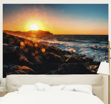 Mural pared dormitorio de mar atardecer vistas preciosas - TenVinilo