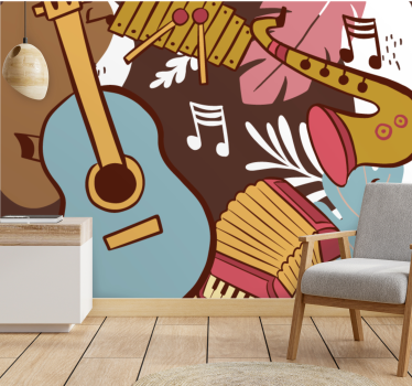 Fotomural de música arreglo de instrumentos musicales - TenVinilo