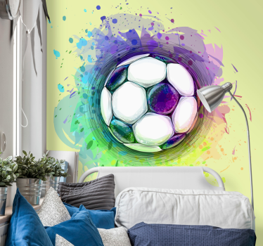 Fotomural de música balón de fútbol colorido - TenVinilo