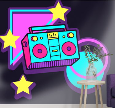 Fotomural de música elementos retro boombox - TenVinilo