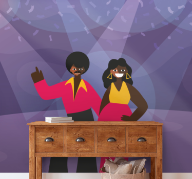Fotomural de música pareja bailando en disco - TenVinilo