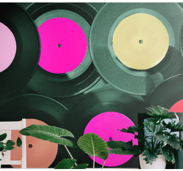 Fotomural de música rincón de discos de vinilo - TenVinilo