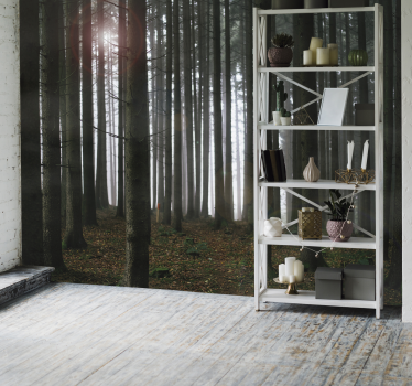 Papel pintado paisaje bosque conífero - TenVinilo