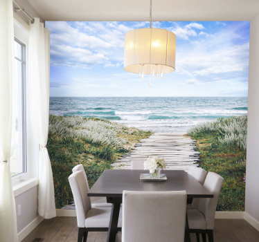 Papel pintado paisaje pasarela al mar - TenVinilo