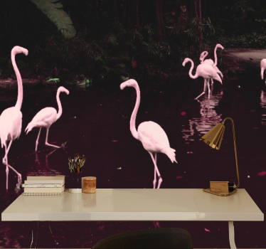 Fotomural despacho reunión de flamencos elegantes - TenVinilo
