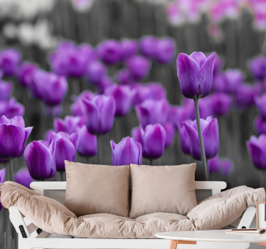 Fotomural diente de león flores de tulipán morado - TenVinilo