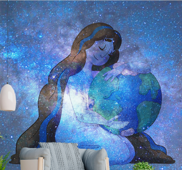 Fotomural espacio abrazando el planeta tierra - TenVinilo