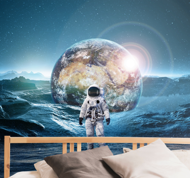 Fotomural espacio astronauta en la luna - TenVinilo