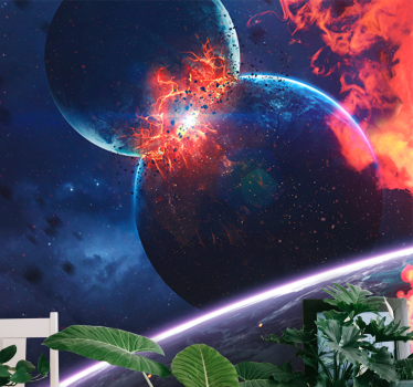 Fotomural espacio colisión cósmica explosiva - TenVinilo