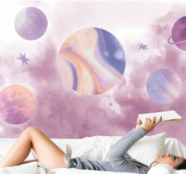 Fotomural espacio diseño planetario celestial - TenVinilo