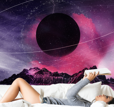 Fotomural espacio planeta negro cósmico - TenVinilo