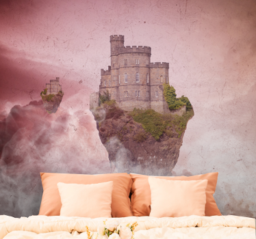 Fotomural fantasía castillo flotante en paisaje - TenVinilo
