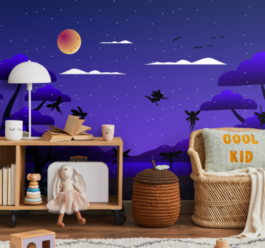 Mural de pared infantil cielo nocturno encantado - TenVinilo