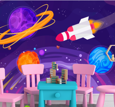 Fotomural fantasía cohete en el espacio - TenVinilo