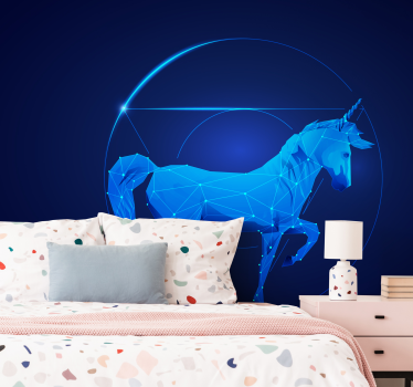Fotomural fantasía diseño de unicornio geométrico - TenVinilo