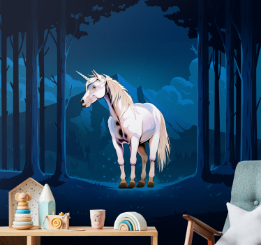 Fotomural fantasía escena del unicornio majestuoso - TenVinilo