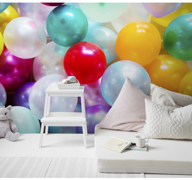 Mural de pared infantil mosaico de globos vibrantes - TenVinilo