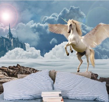 Fotomural fantasía vuelo del unicornio majestuoso - TenVinilo